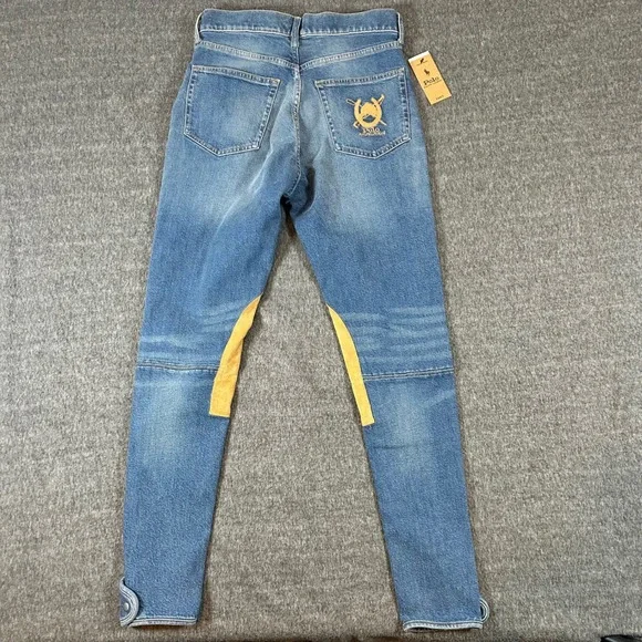 Polo Ralph Lauren Equestrian Suede Patch Jodhpur Jeans 29 Fits 30x29 NWT $298 - Picture 6 of 9